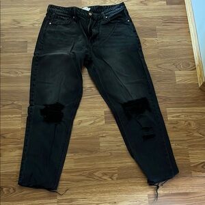Bohme Women's Black Distressed Relaxed Jeans